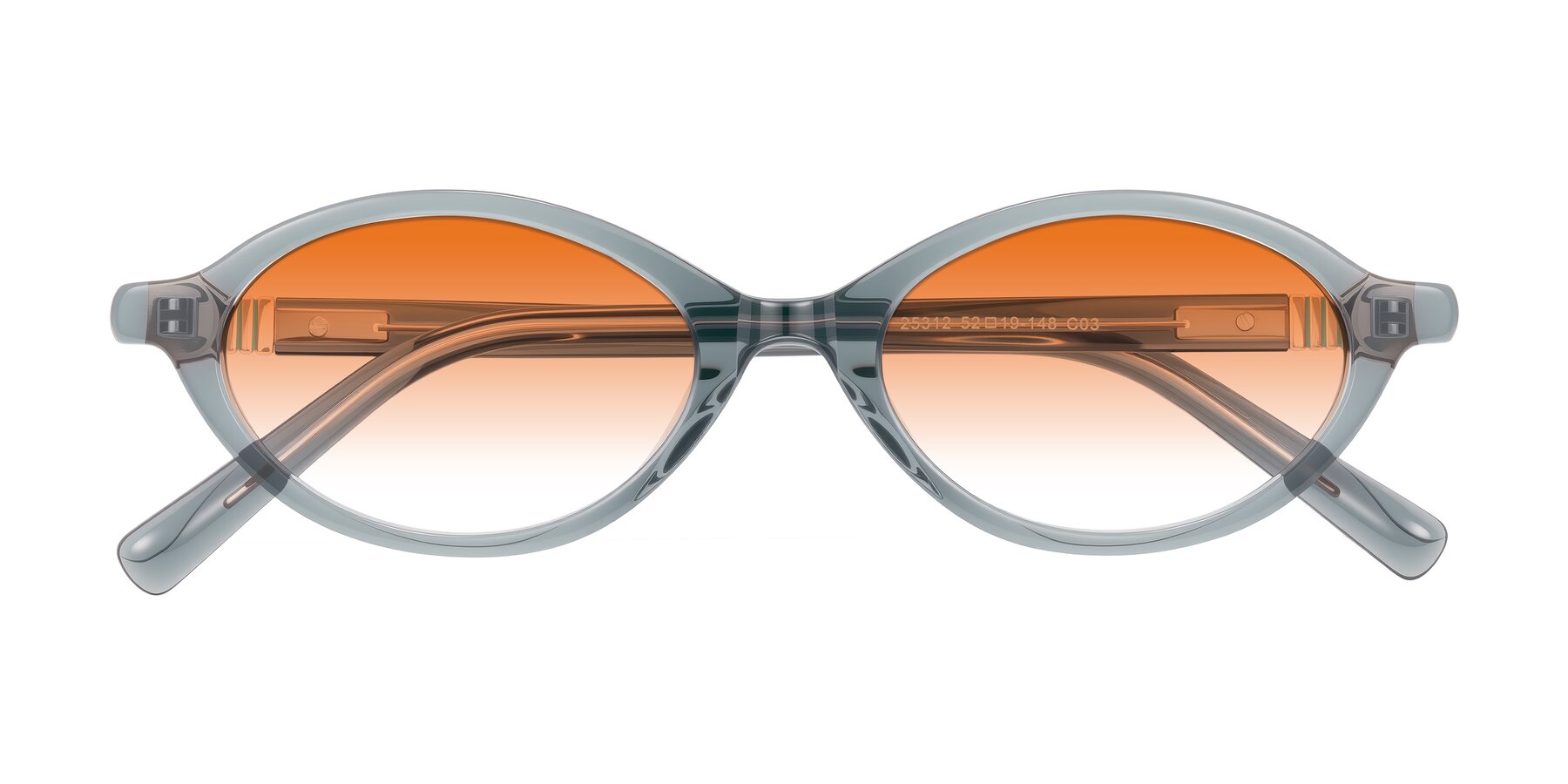 Folded Front of Noelle in Transparent Gray with Orange Gradient Lenses