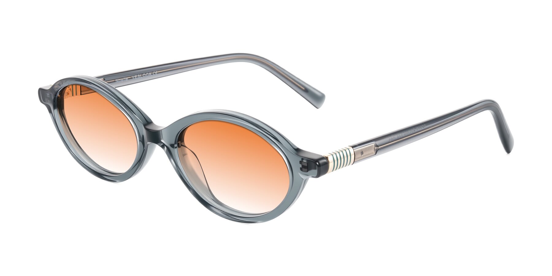 Angle of Noelle in Transparent Gray with Orange Gradient Lenses
