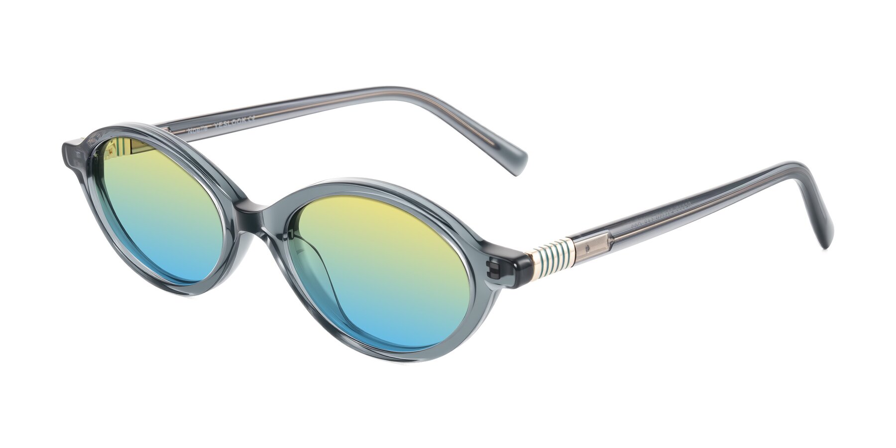 Angle of Noelle in Transparent Gray with Yellow / Blue Gradient Lenses