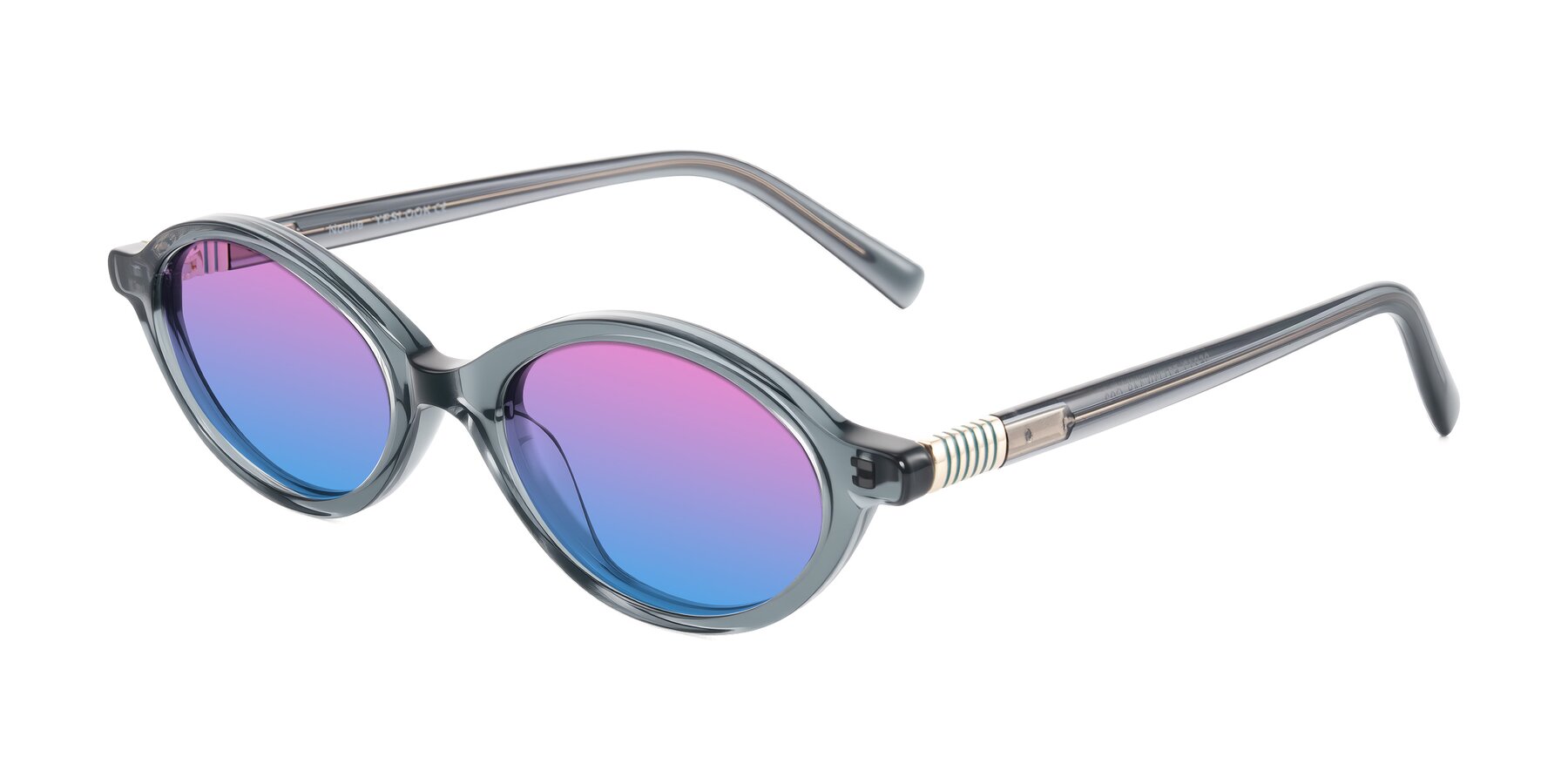 Angle of Noelle in Transparent Gray with Pink / Blue Gradient Lenses
