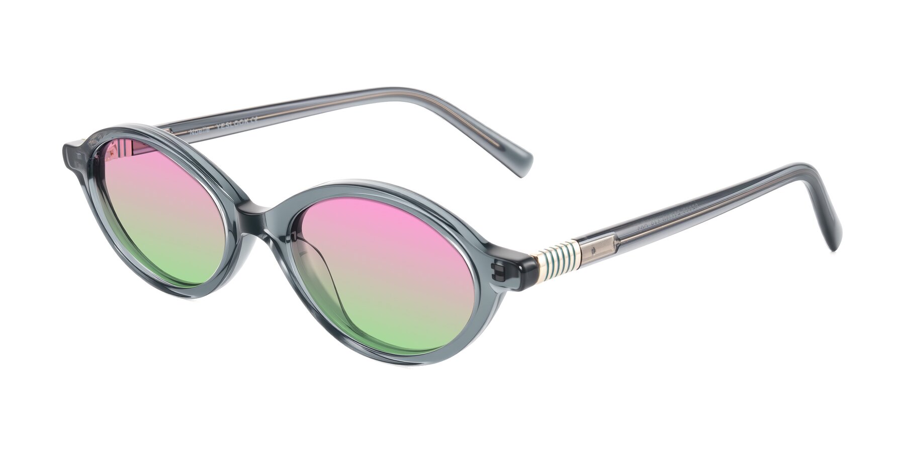 Angle of Noelle in Transparent Gray with Pink / Green Gradient Lenses