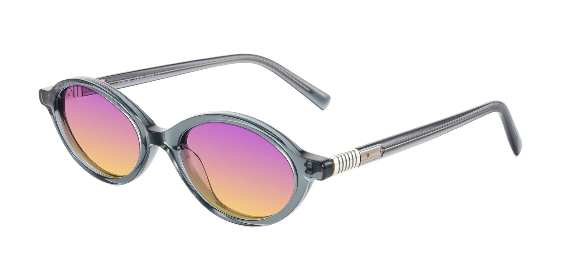 Angle of Noelle in Transparent Gray with Purple / Yellow Gradient Lenses