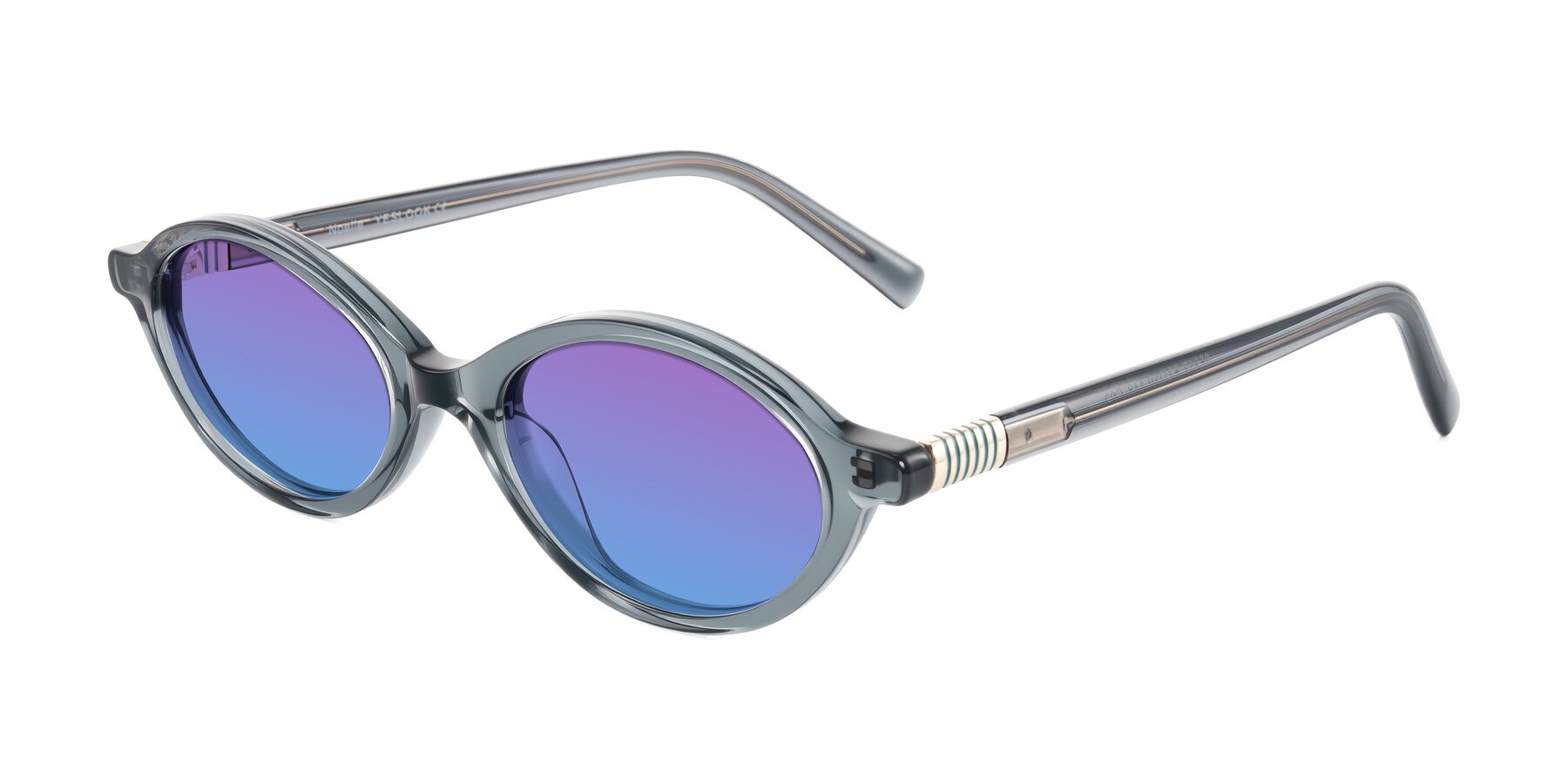Angle of Noelle in Transparent Gray with Purple / Blue Gradient Lenses
