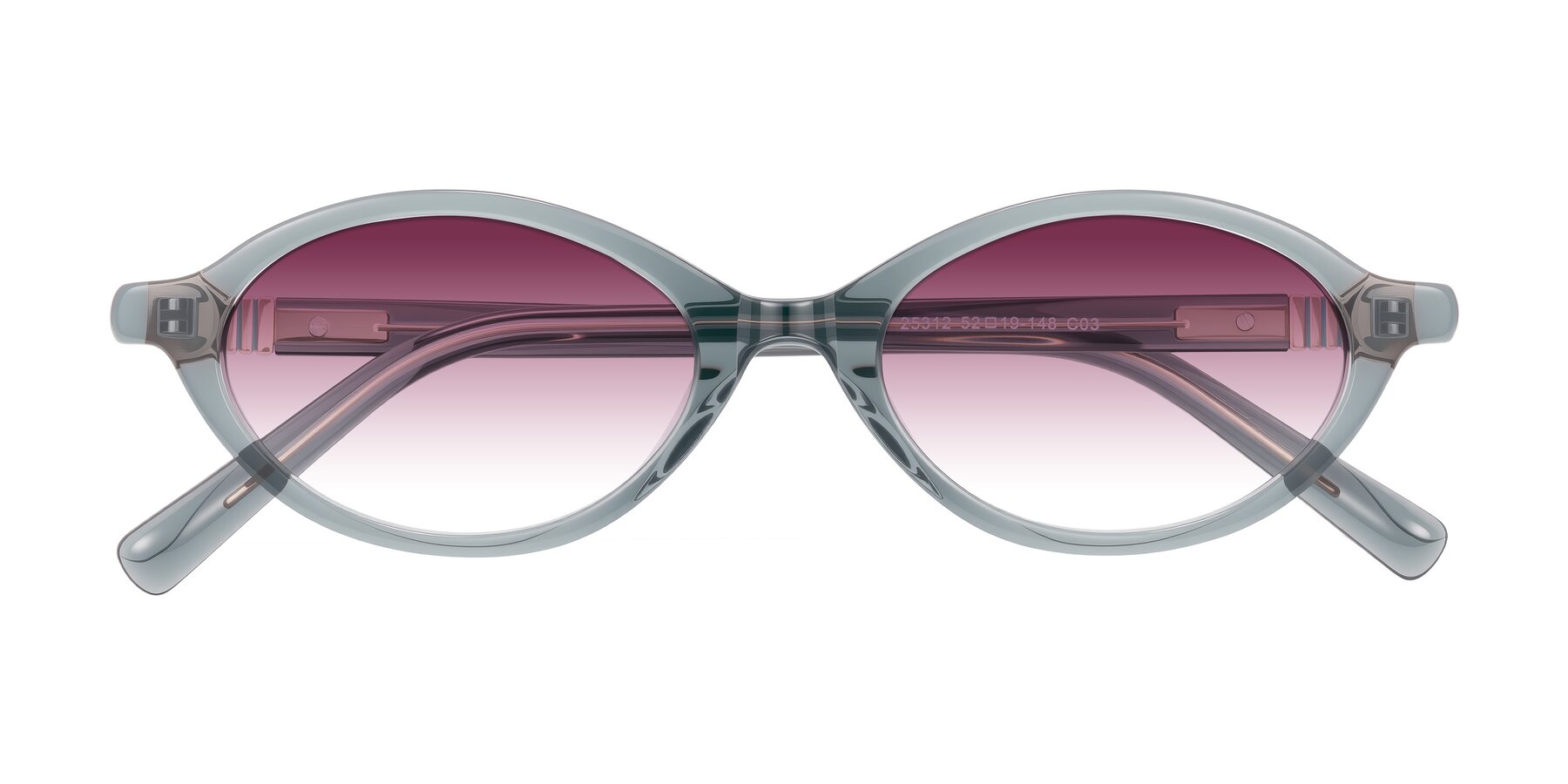Folded Front of Noelle in Transparent Gray with Wine Gradient Lenses