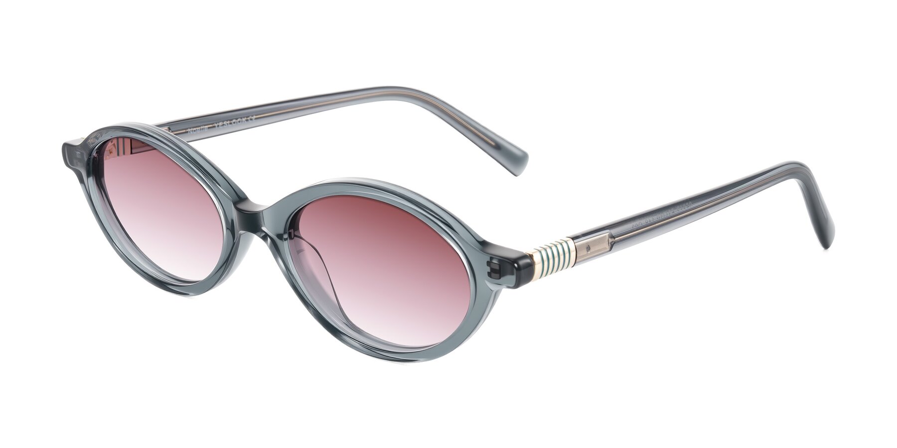 Angle of Noelle in Transparent Gray with Garnet Gradient Lenses