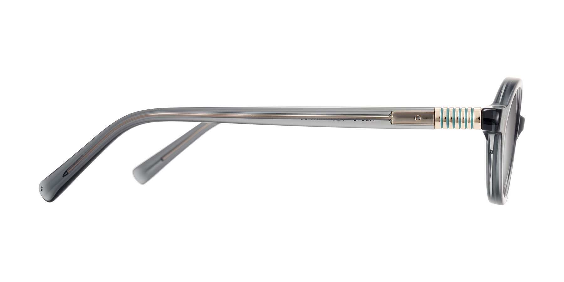 Side of Noelle in Transparent Gray with Silver Mirrored Lenses