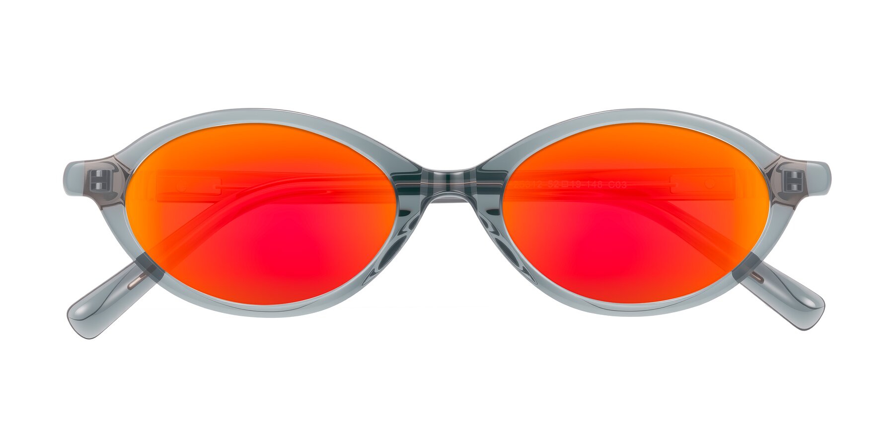 Folded Front of Noelle in Transparent Gray with Red Gold Mirrored Lenses