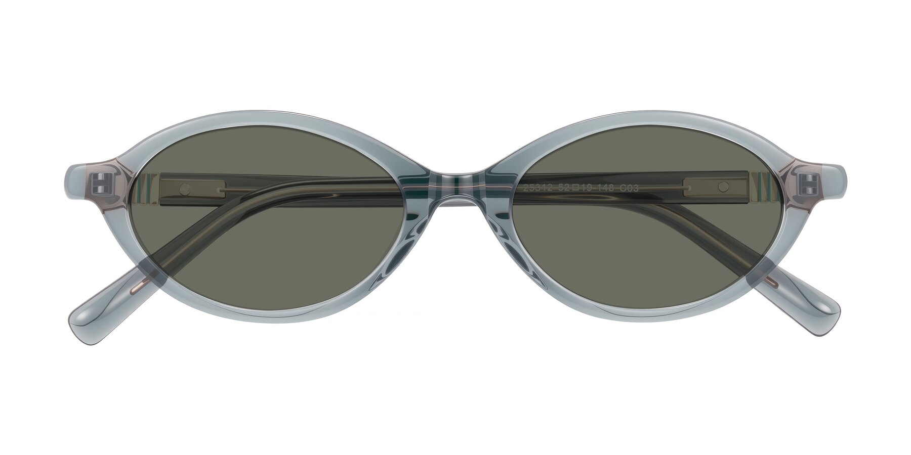 Folded Front of Noelle in Transparent Gray with Gray Polarized Lenses