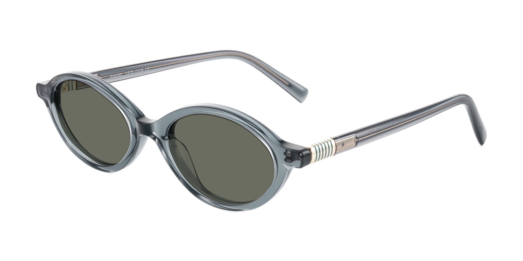 Angle of Noelle in Transparent Gray with Gray Polarized Lenses