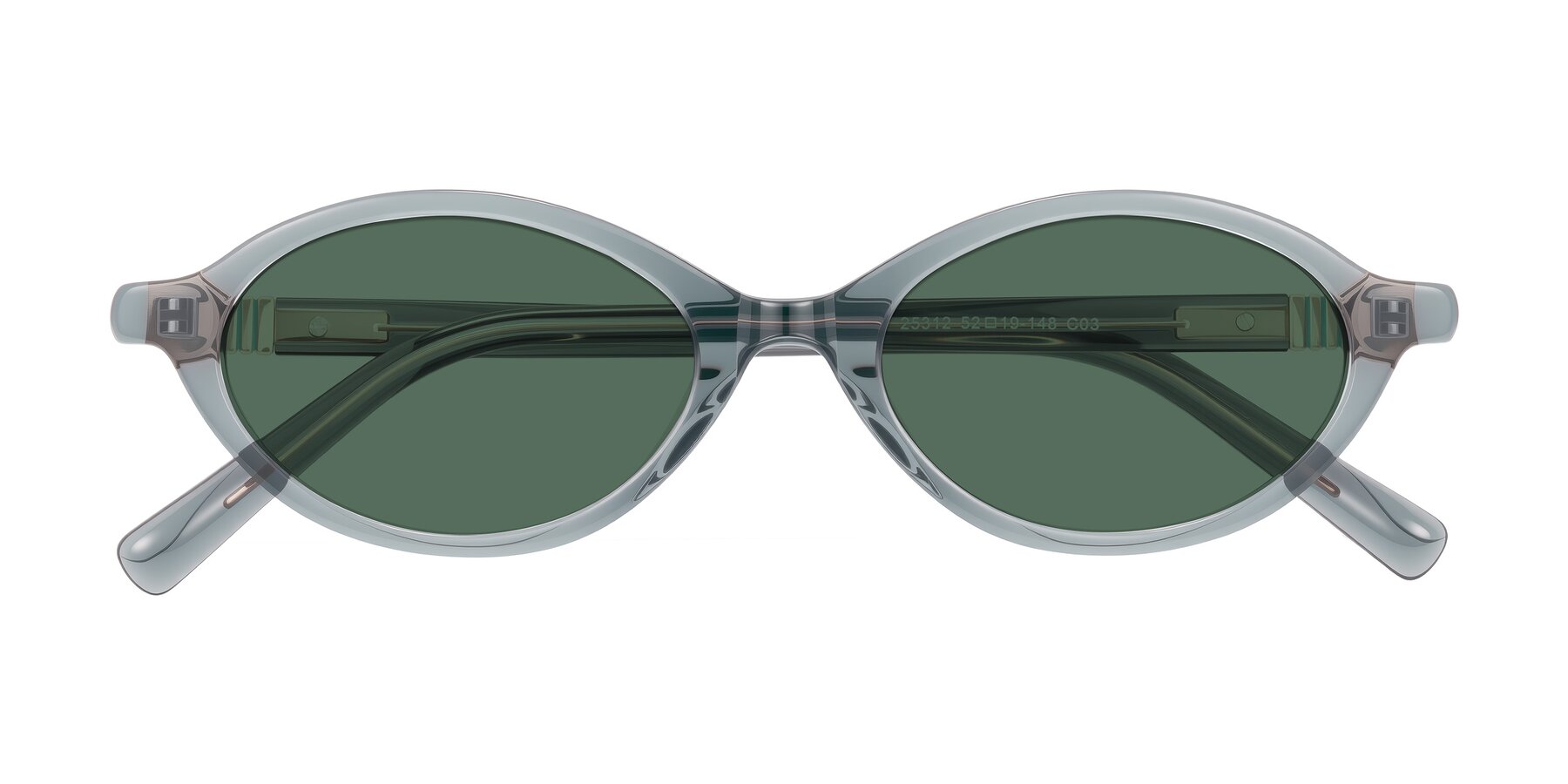 Folded Front of Noelle in Transparent Gray with Green Polarized Lenses