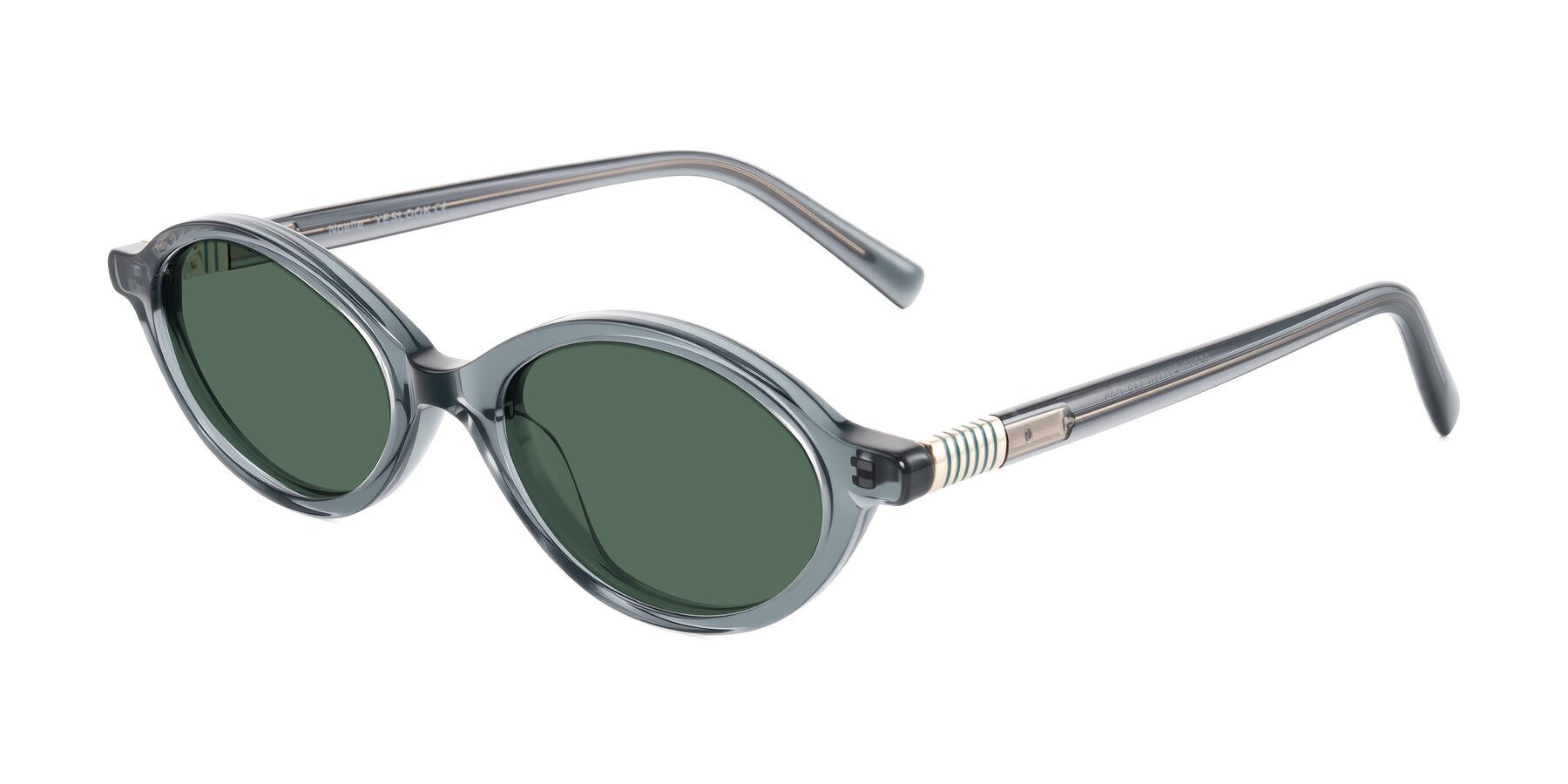 Angle of Noelle in Transparent Gray with Green Polarized Lenses