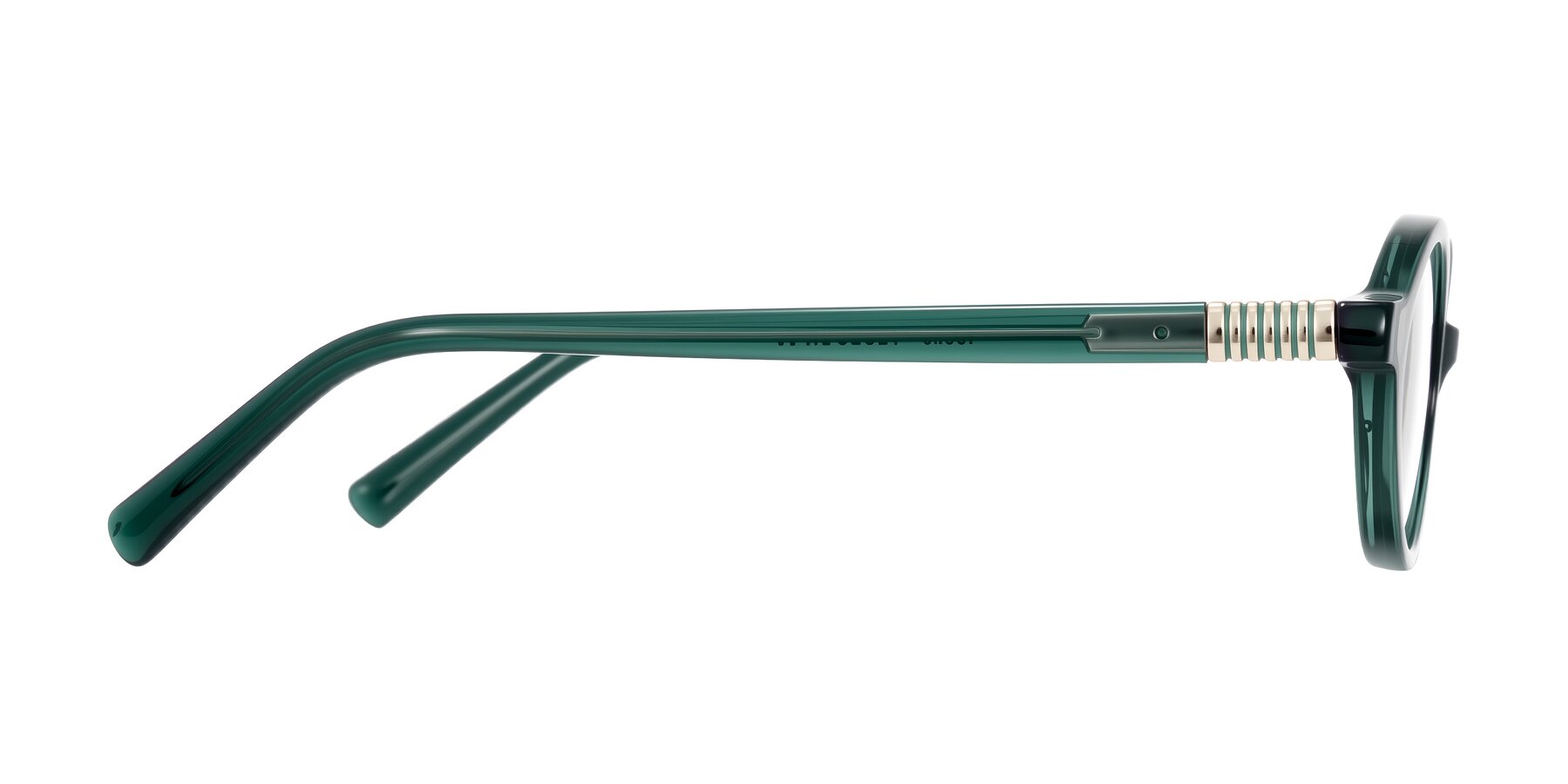 Side of Noelle in Emerald Green with Clear Eyeglass Lenses