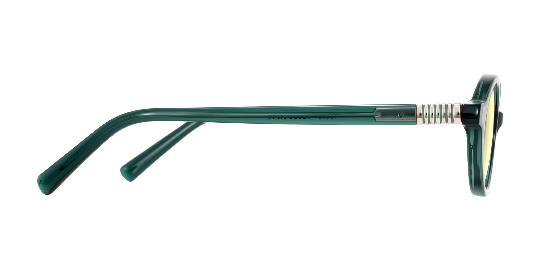Side of Noelle in Emerald Green with Light Yellow Tinted Lenses