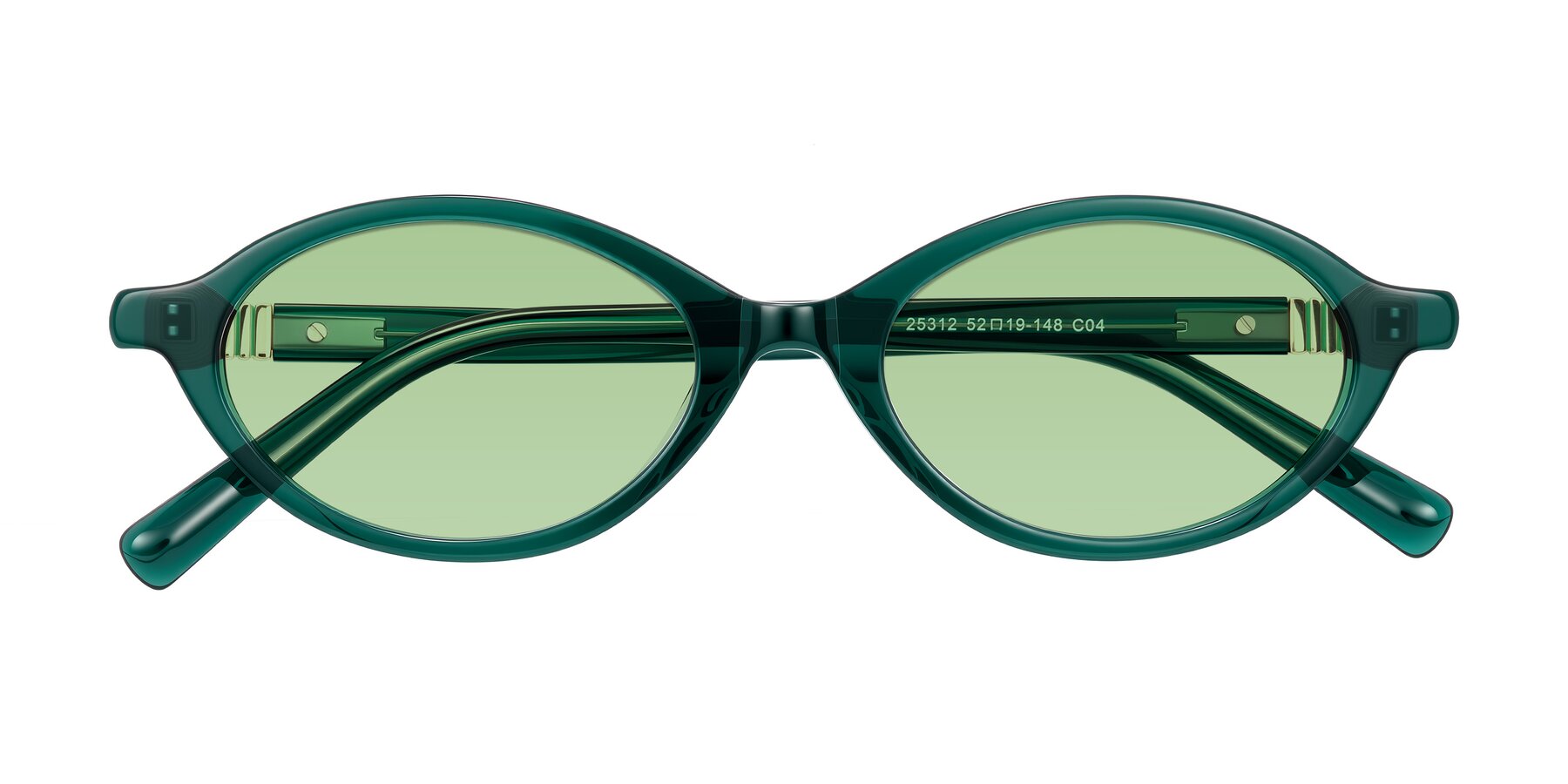 Folded Front of Noelle in Emerald Green with Medium Green Tinted Lenses