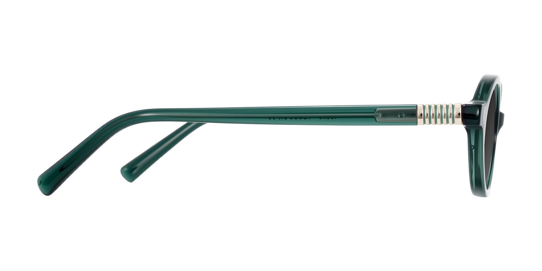 Side of Noelle in Emerald Green with Gray Tinted Lenses