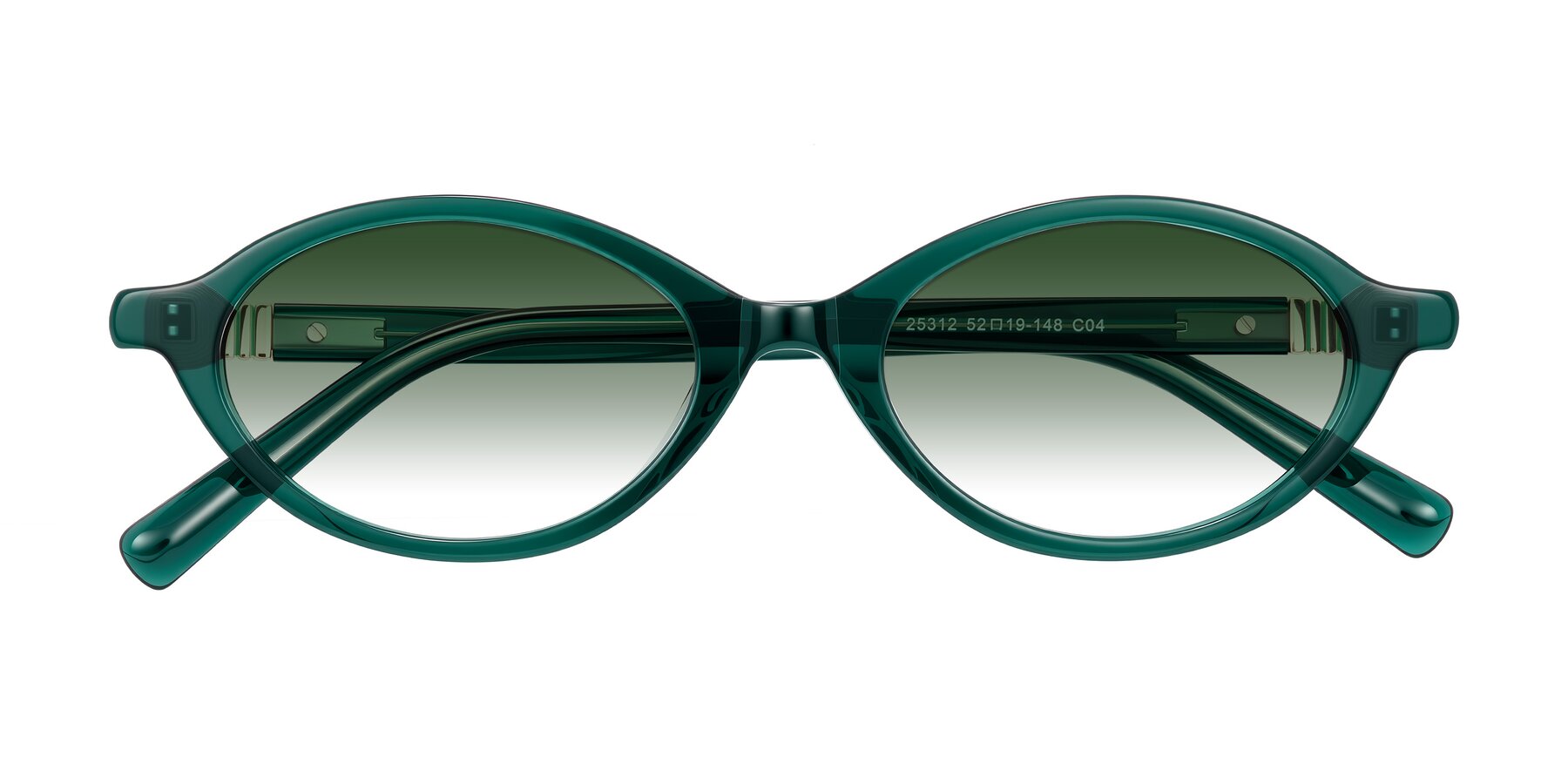 Folded Front of Noelle in Emerald Green with Green Gradient Lenses