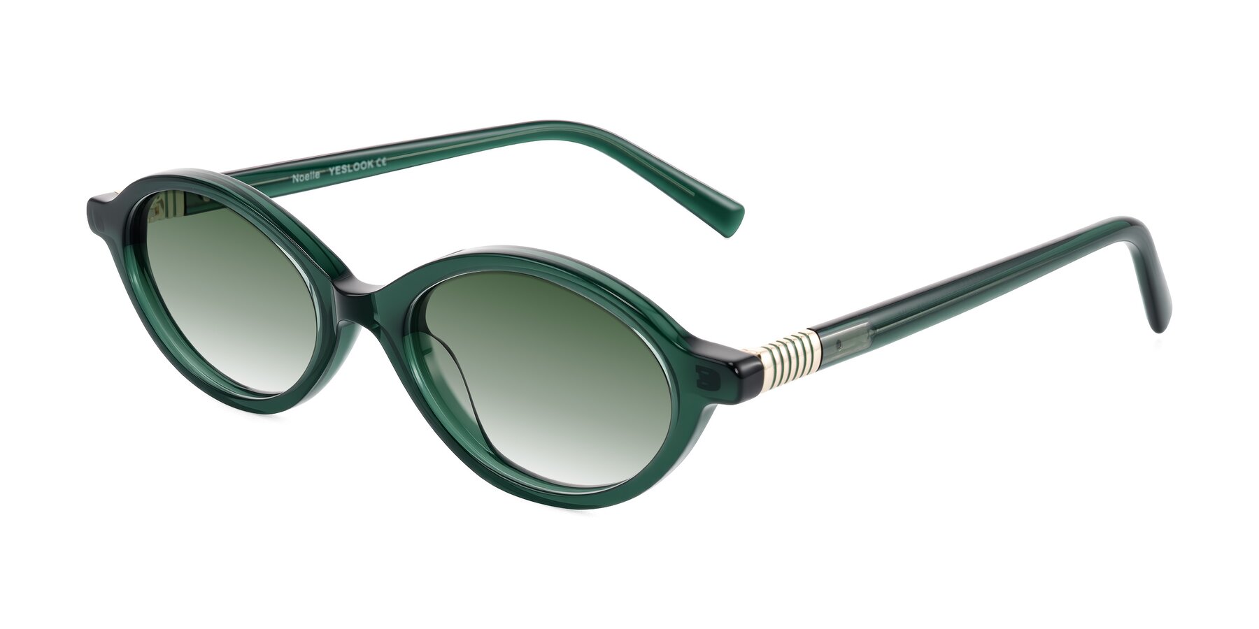 Angle of Noelle in Emerald Green with Green Gradient Lenses