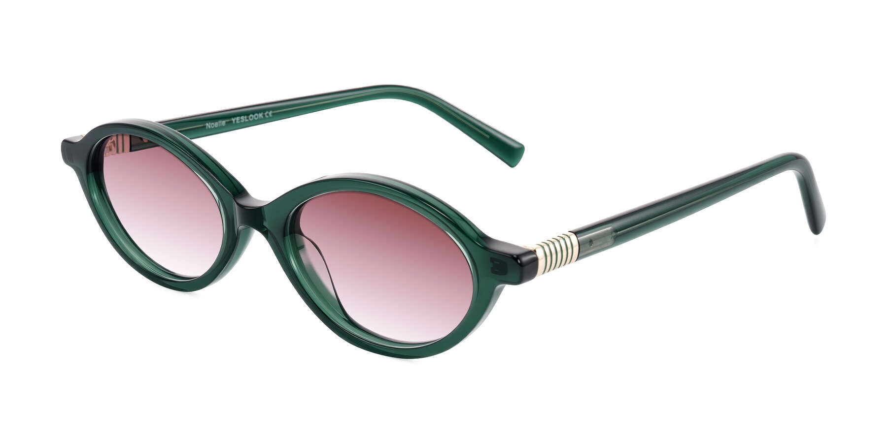 Angle of Noelle in Emerald Green with Garnet Gradient Lenses