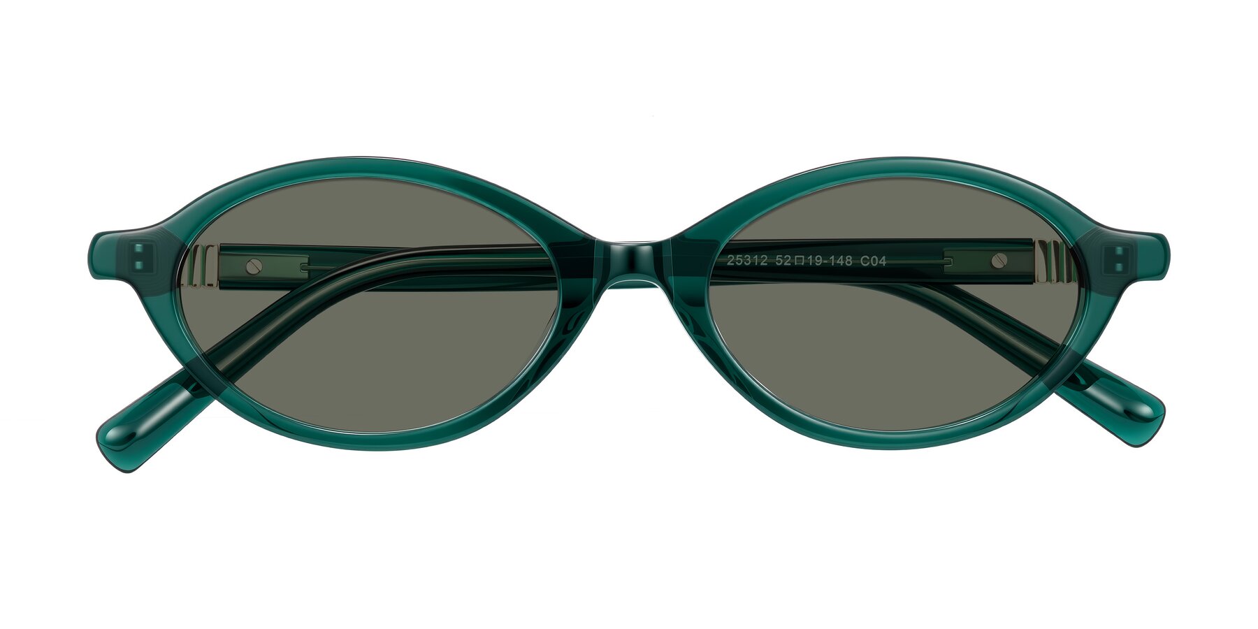 Folded Front of Noelle in Emerald Green with Gray Polarized Lenses