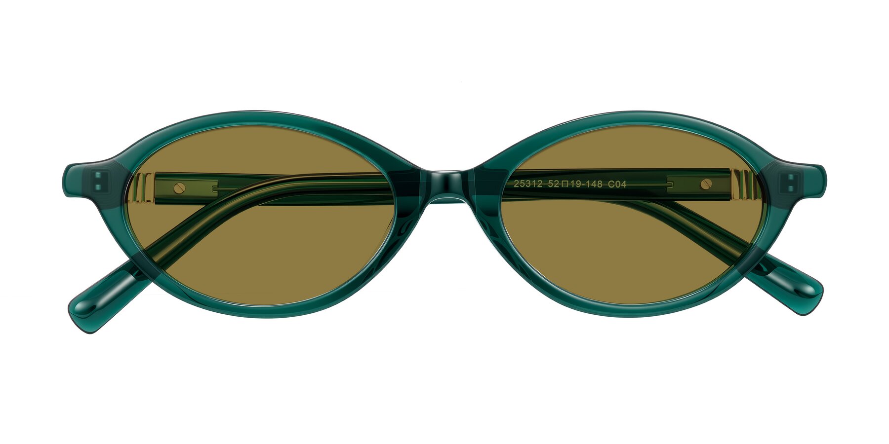 Folded Front of Noelle in Emerald Green with Brown Polarized Lenses