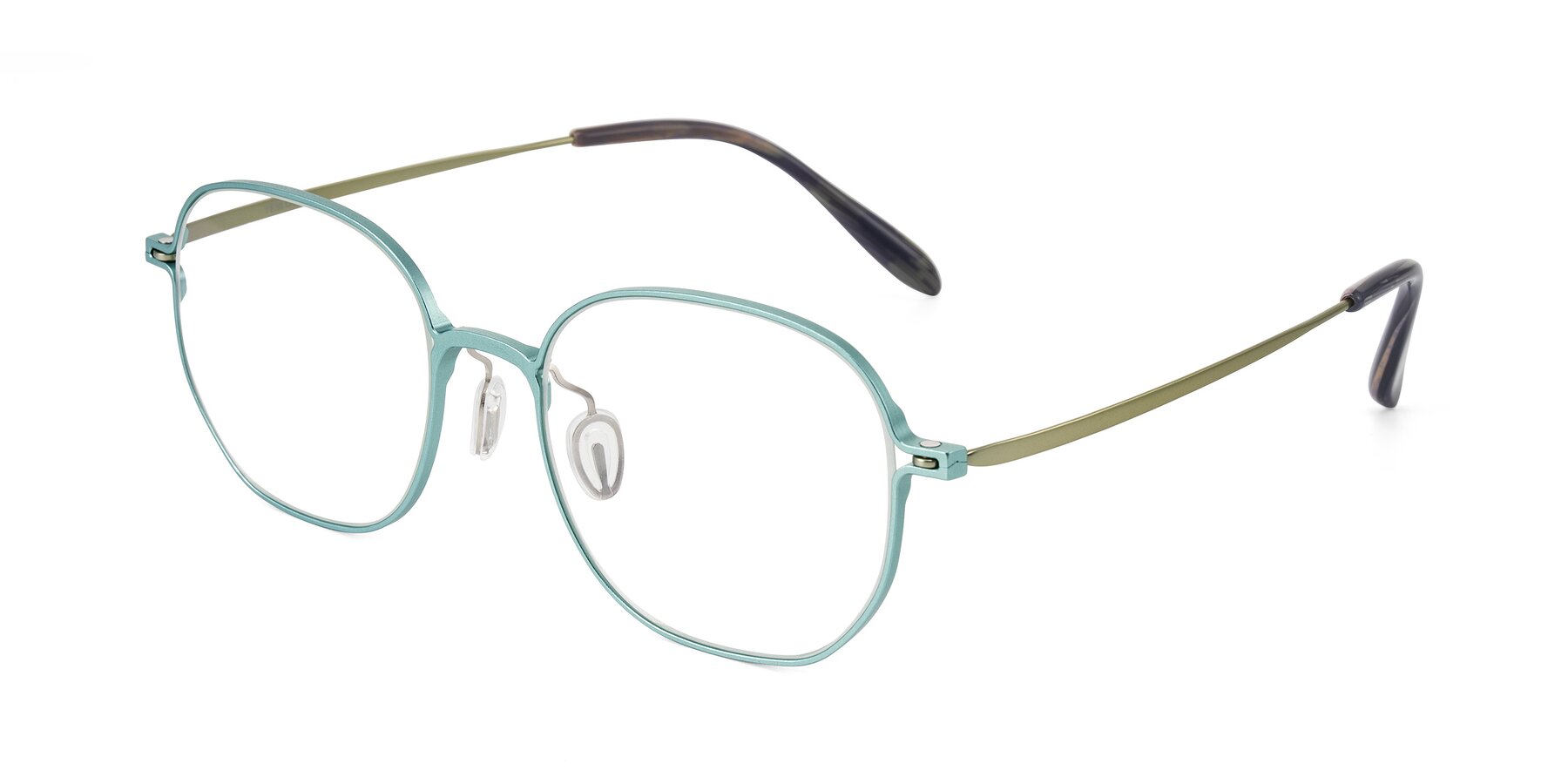 Angle of Choza in Pastel Blue/Green with Clear Eyeglass Lenses