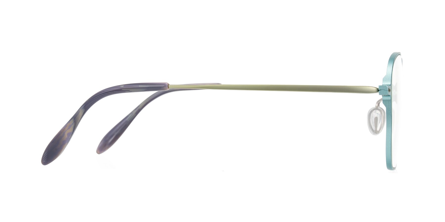 Side of Choza in Pastel Blue/Green with Clear Eyeglass Lenses