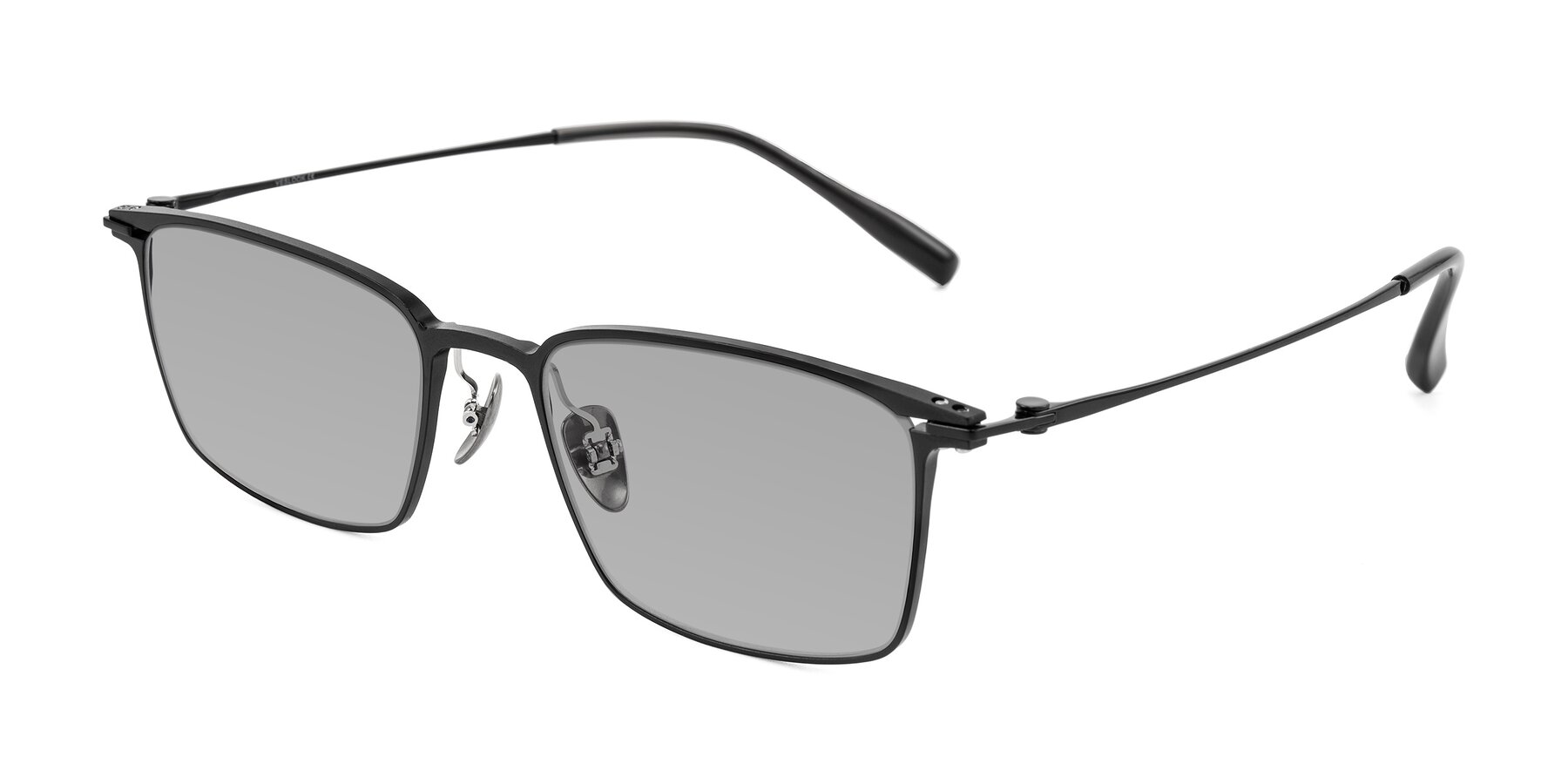 Angle of Ayla in Black with Light Gray Tinted Lenses
