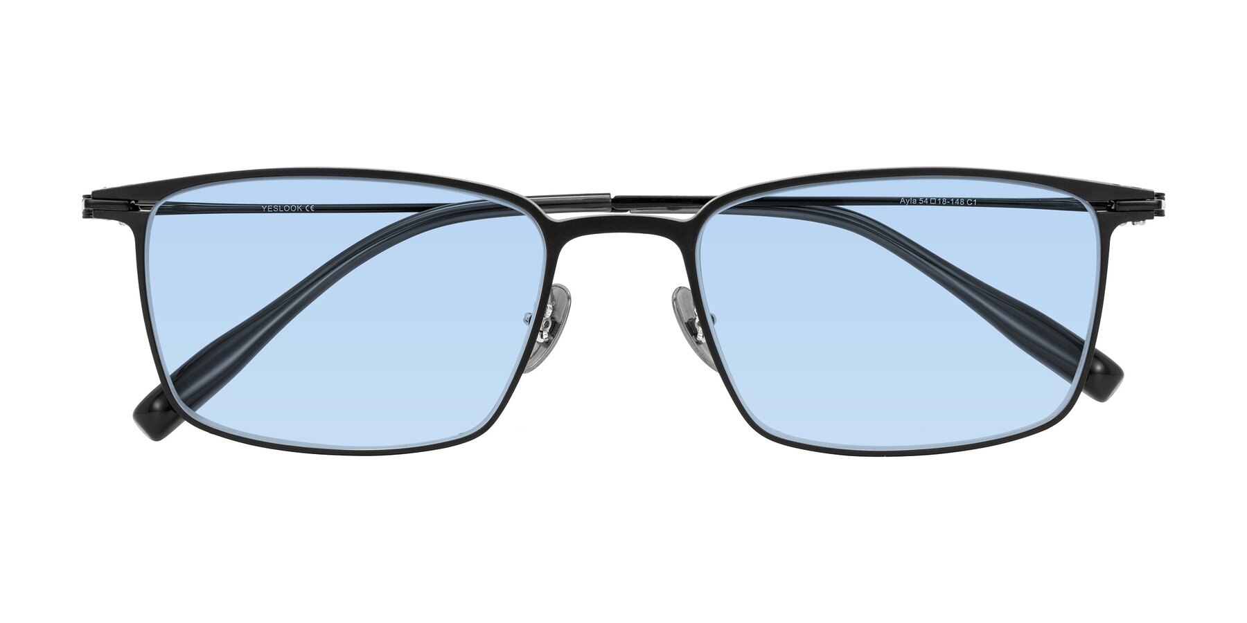 Folded Front of Ayla in Black with Light Blue Tinted Lenses