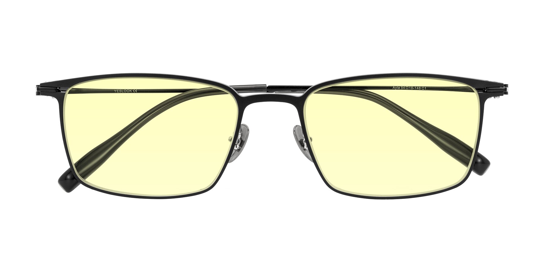 Folded Front of Ayla in Black with Light Yellow Tinted Lenses