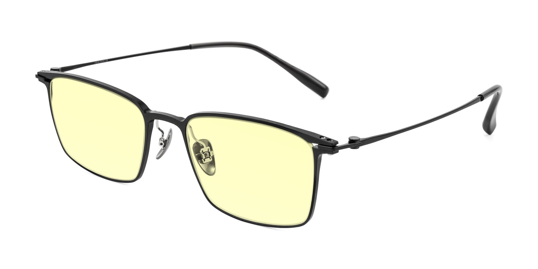 Angle of Ayla in Black with Light Yellow Tinted Lenses