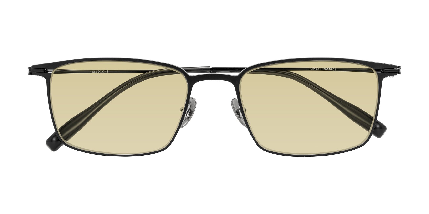 Folded Front of Ayla in Black with Light Champagne Tinted Lenses