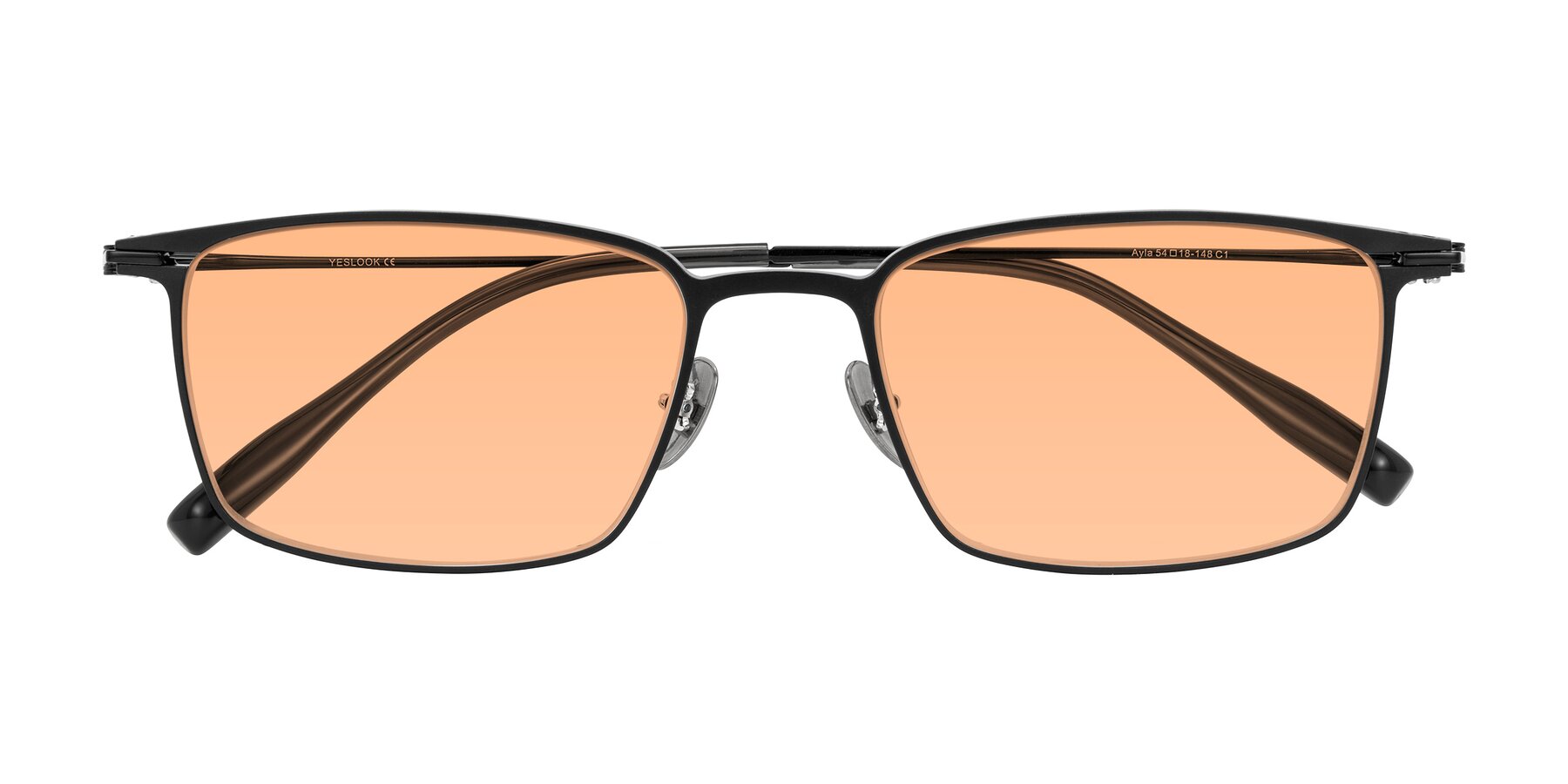 Folded Front of Ayla in Black with Light Orange Tinted Lenses