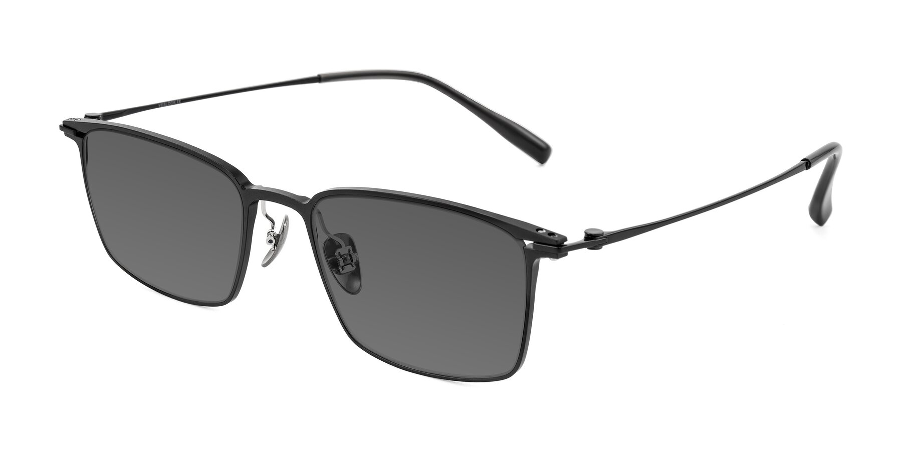 Angle of Ayla in Black with Medium Gray Tinted Lenses