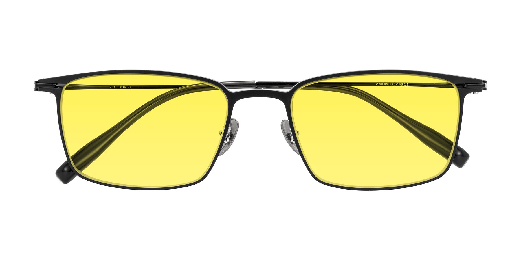 Folded Front of Ayla in Black with Medium Yellow Tinted Lenses