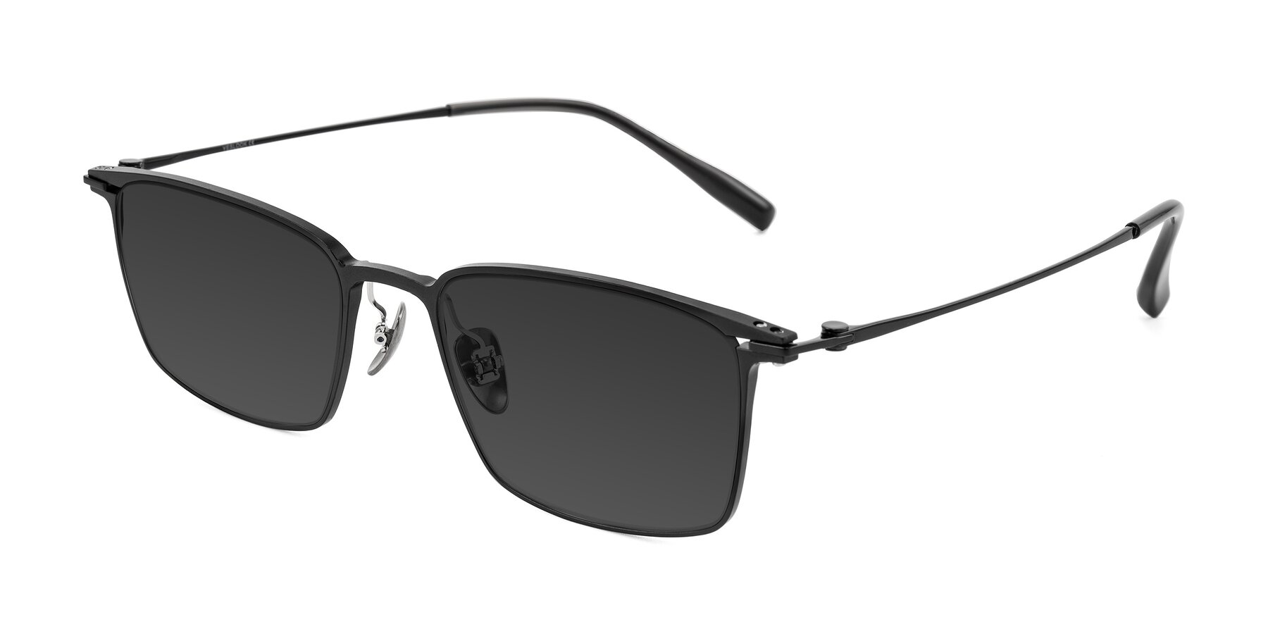 Angle of Ayla in Black with Gray Tinted Lenses