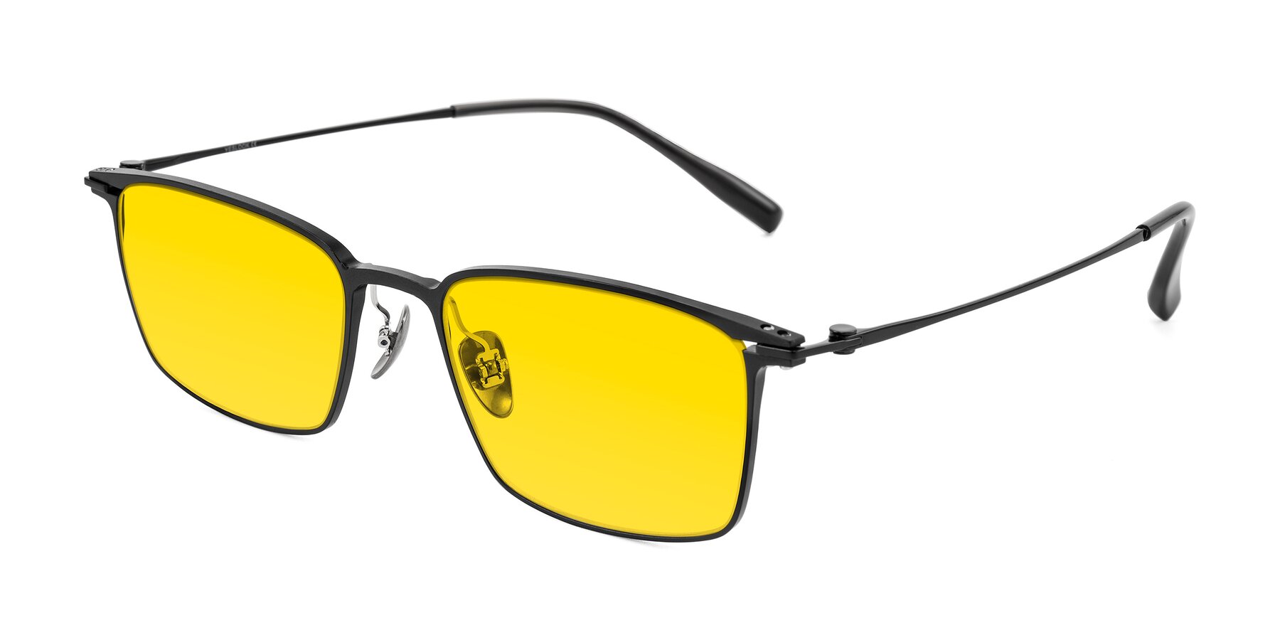 Angle of Ayla in Black with Yellow Tinted Lenses
