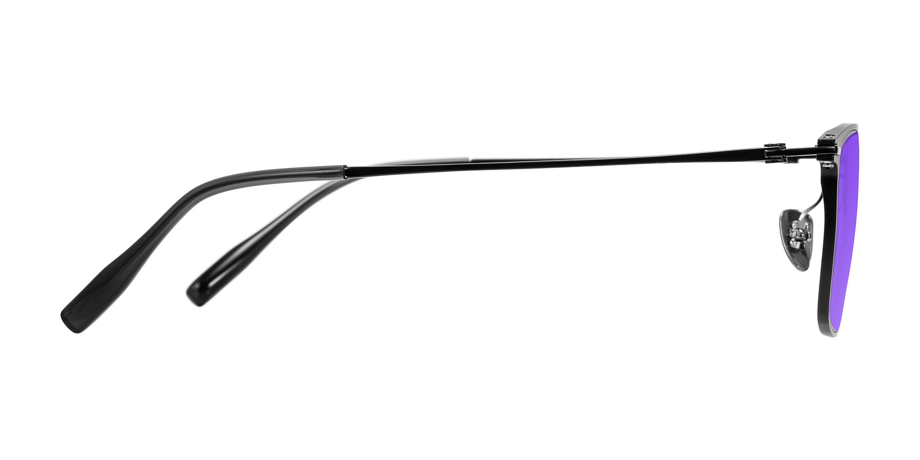 Side of Ayla in Black with Purple Tinted Lenses