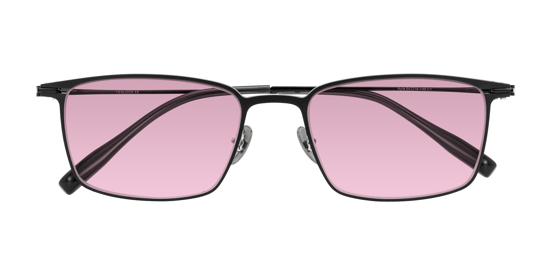 Folded Front of Ayla in Black with Light Wine Tinted Lenses