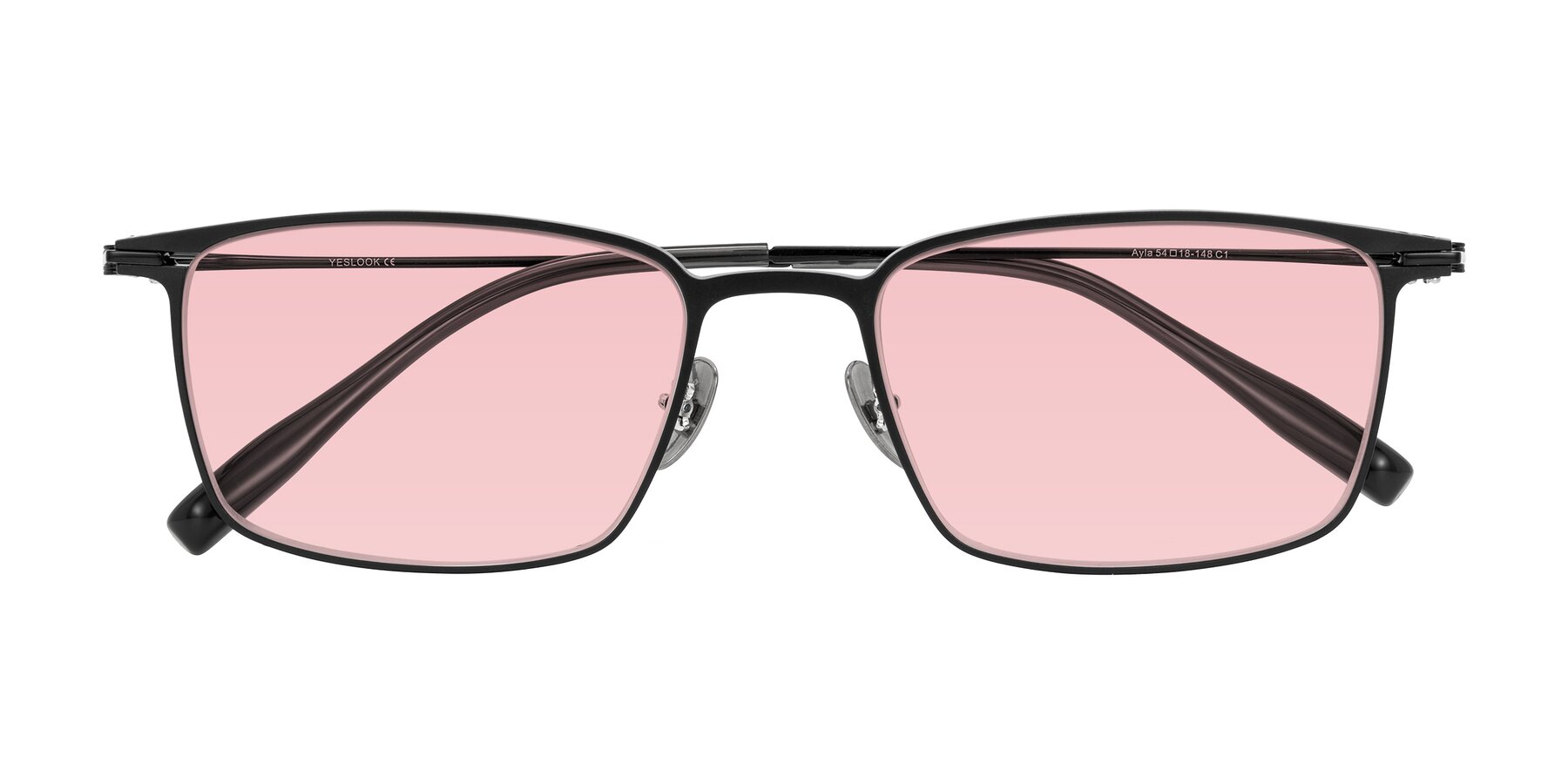 Folded Front of Ayla in Black with Light Garnet Tinted Lenses