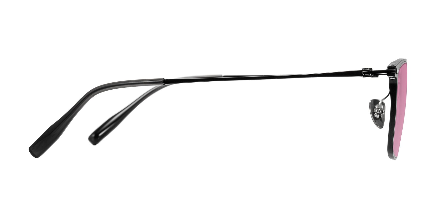 Side of Ayla in Black with Medium Wine Tinted Lenses