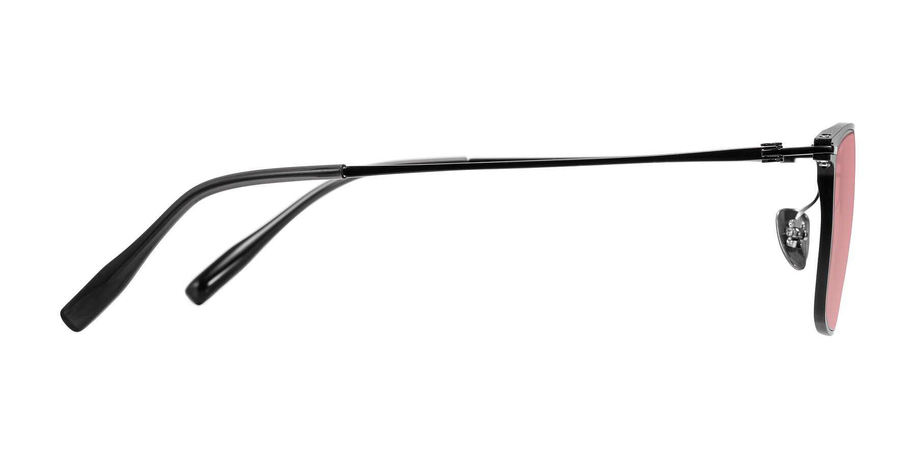 Side of Ayla in Black with Medium Garnet Tinted Lenses