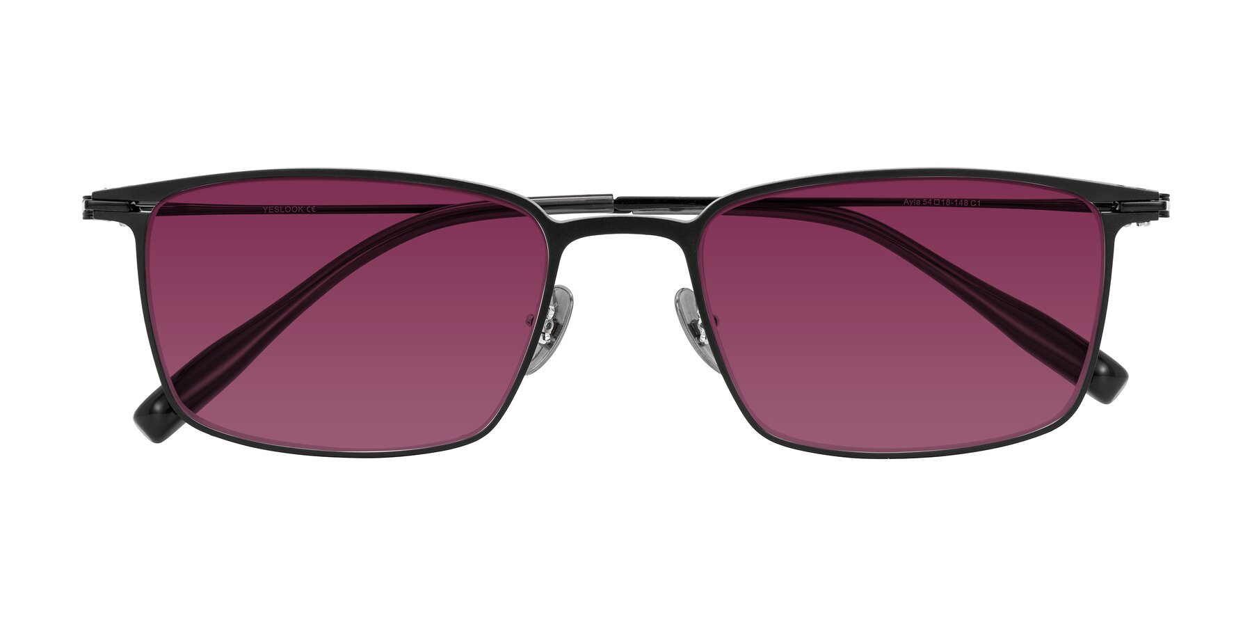 Folded Front of Ayla in Black with Wine Tinted Lenses