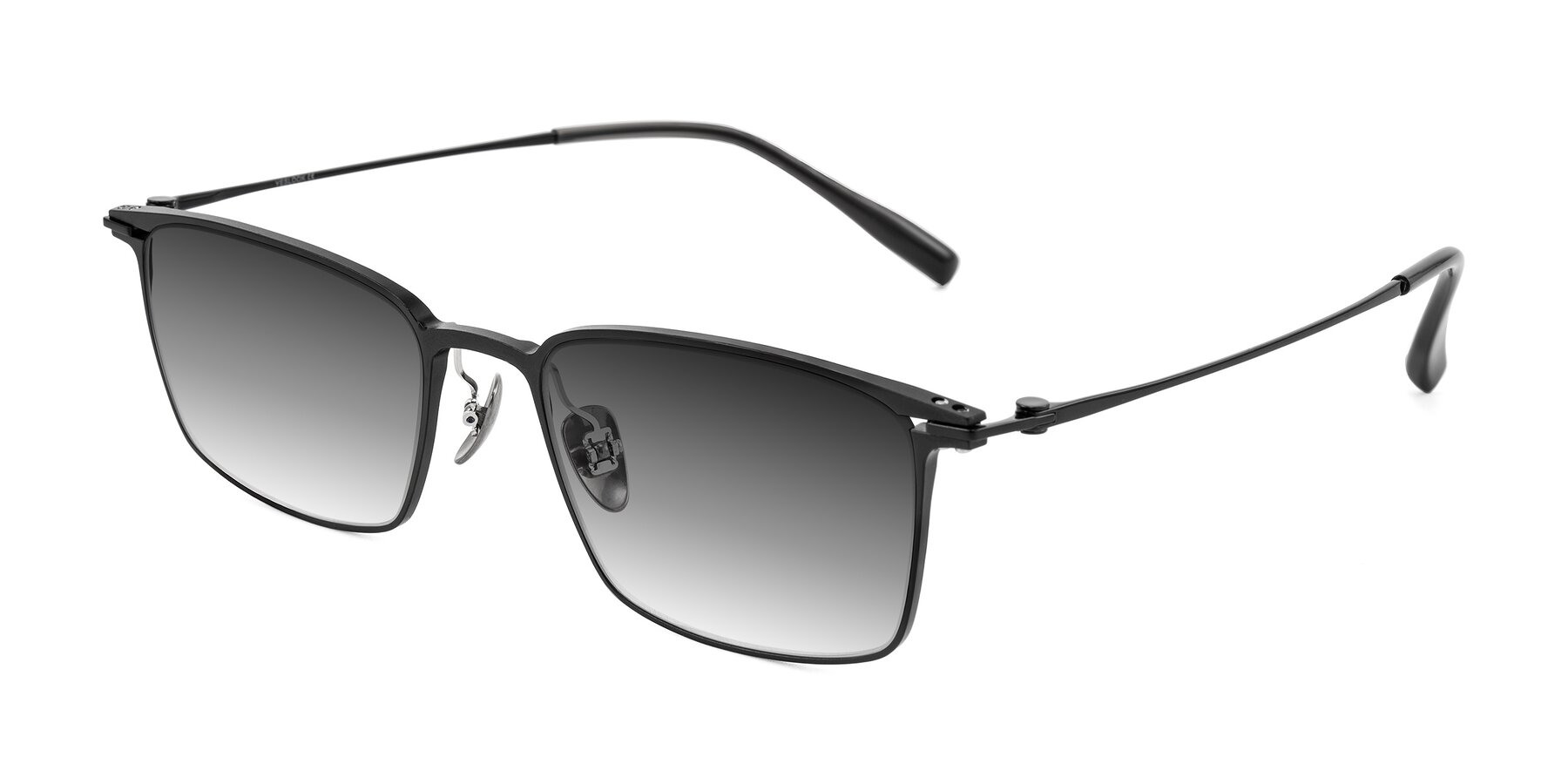 Angle of Ayla in Black with Gray Gradient Lenses