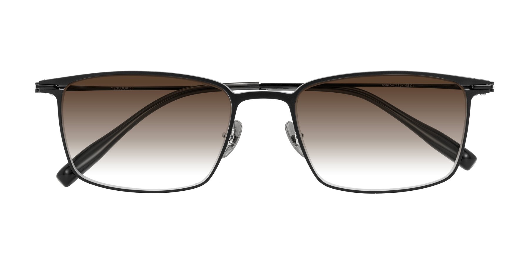 Folded Front of Ayla in Black with Brown Gradient Lenses