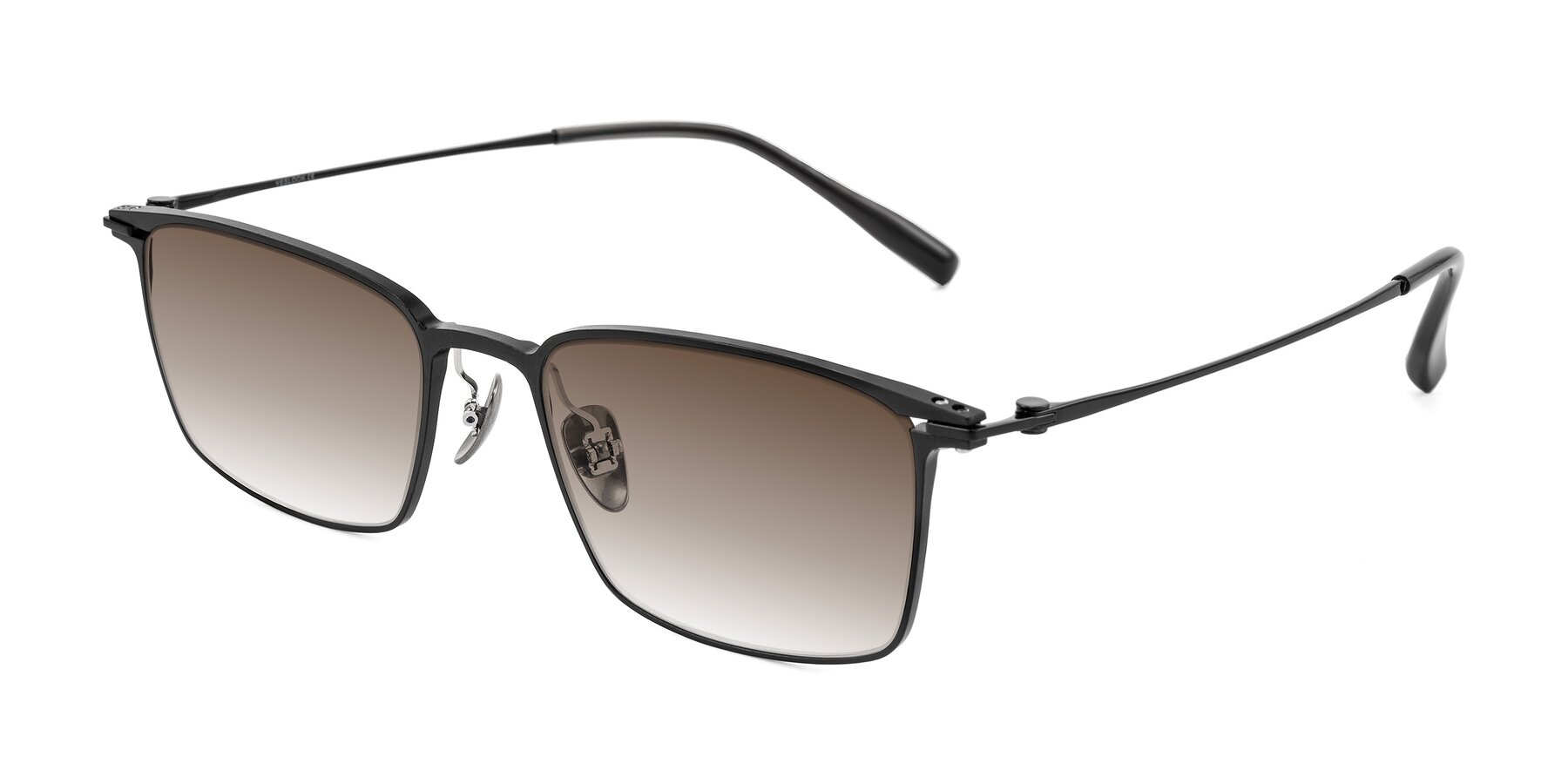 Angle of Ayla in Black with Brown Gradient Lenses