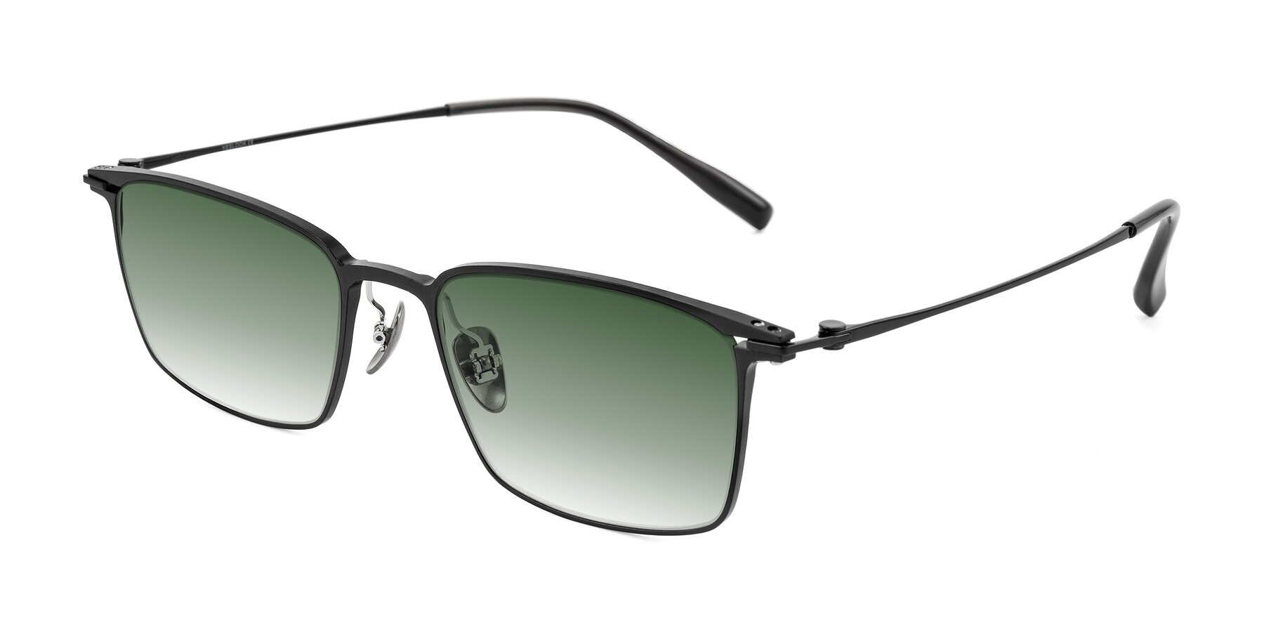 Angle of Ayla in Black with Green Gradient Lenses