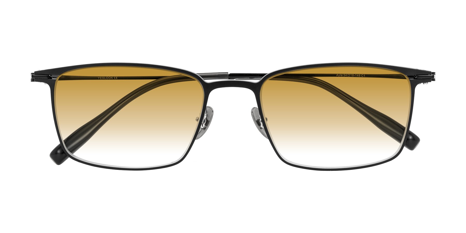 Folded Front of Ayla in Black with Champagne Gradient Lenses