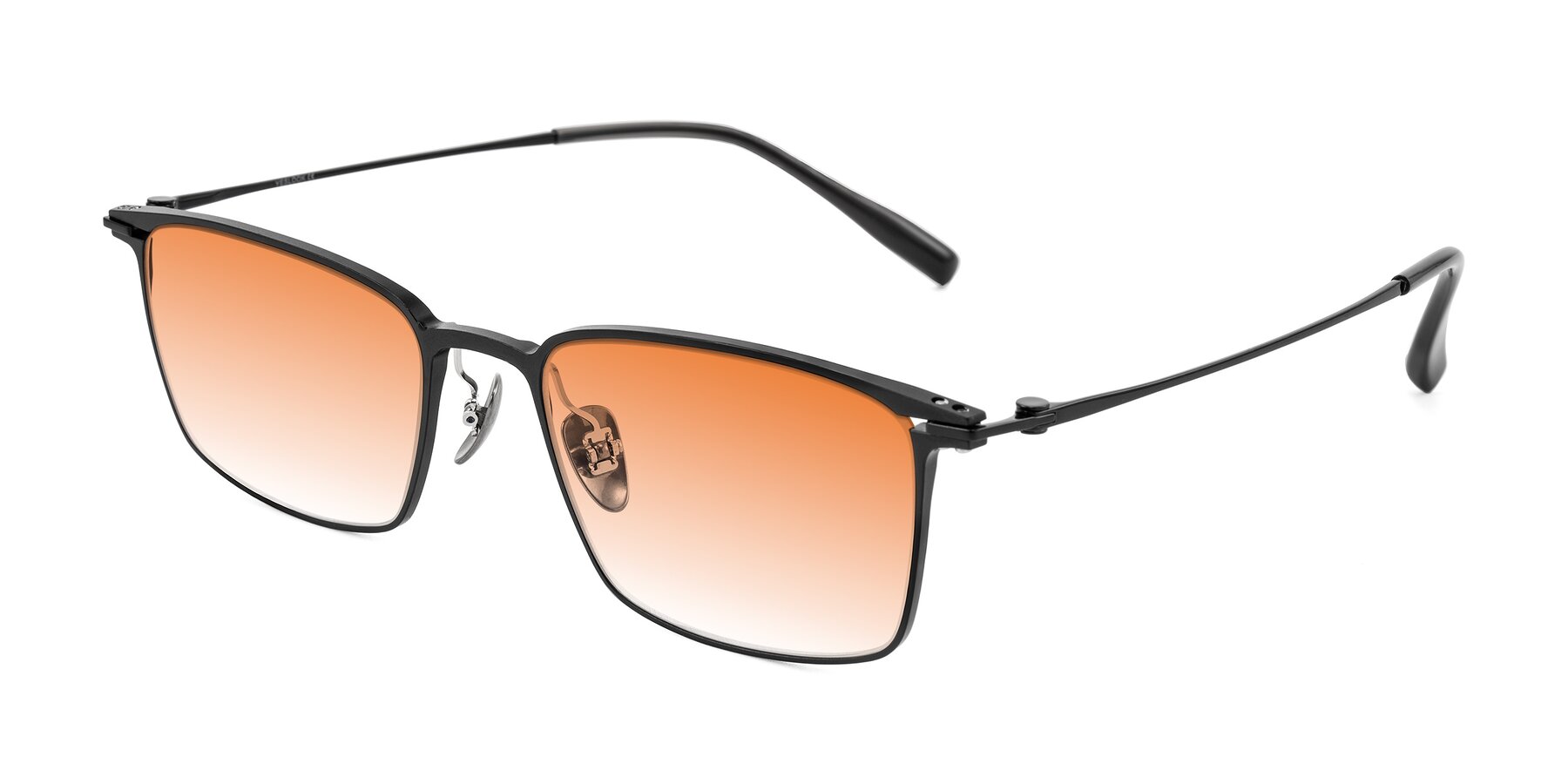 Angle of Ayla in Black with Orange Gradient Lenses