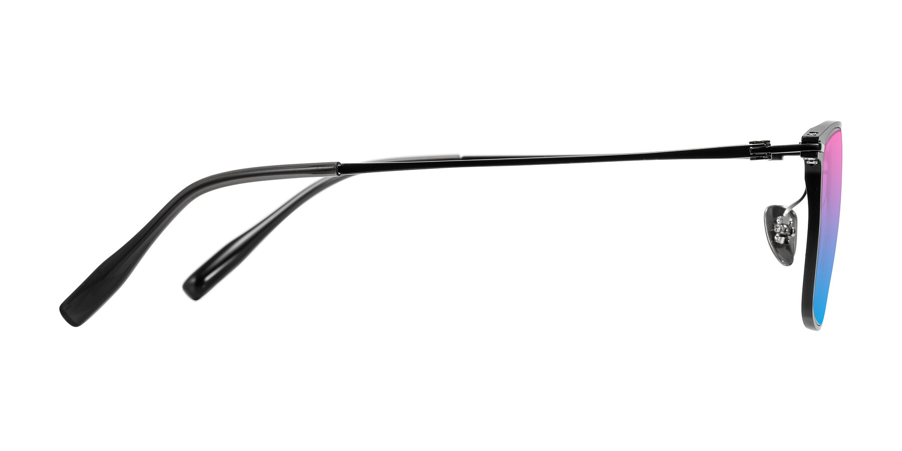 Side of Ayla in Black with Pink / Blue Gradient Lenses