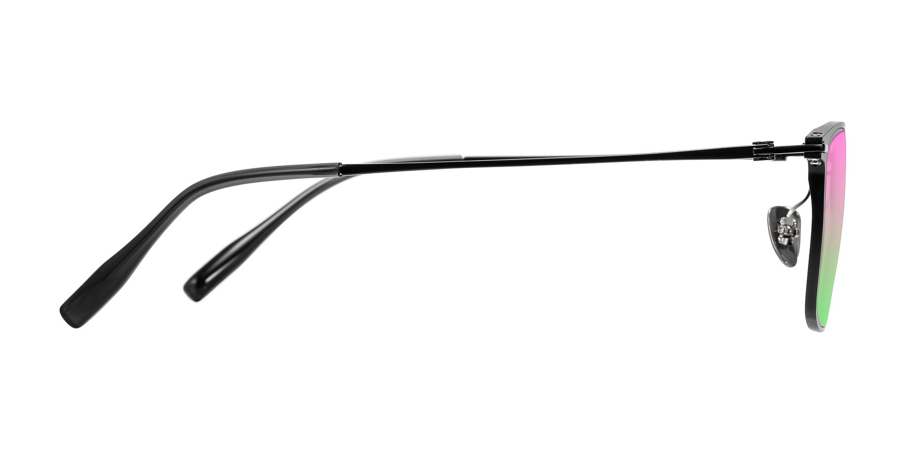 Side of Ayla in Black with Pink / Green Gradient Lenses